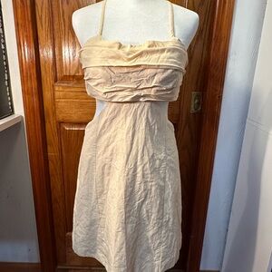 ZARA-Medium cream linen dress with cut outs